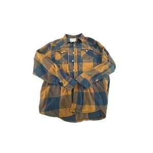 Urban Pipeline Women's L Flannel Shirt Grunge Blue Brown Plaid *See Description*